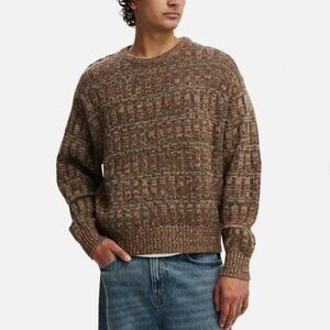 Cotton On Men's Garage Knit Sweater Taupe Pattern Size M